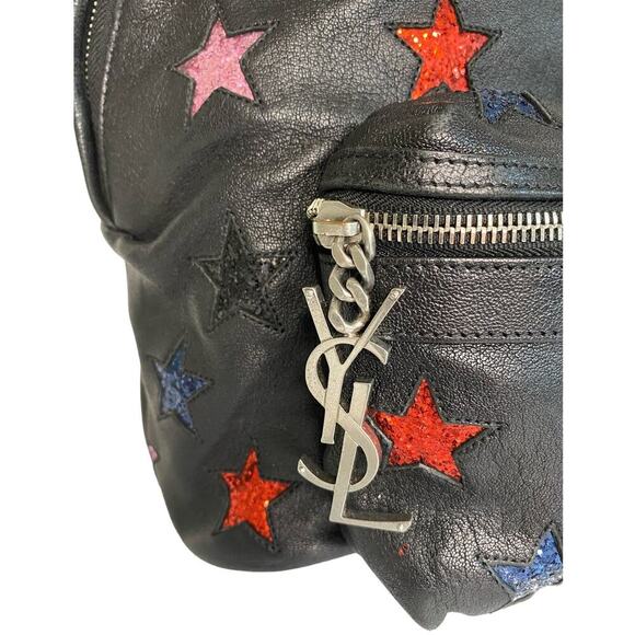 Yves Saint Laurent Star Applique Mini City California Leather Backpack in Black - Picture 2 of 16